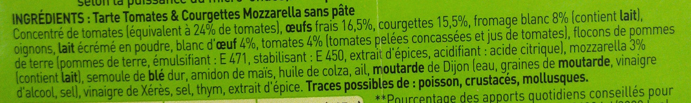 Tarte Tomates & Courgettes, Mozzarella - Ingredients - fr