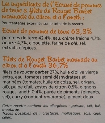 Filet de Rouget Barbet & Ecrasé de pommes de terre - Zutaten - fr