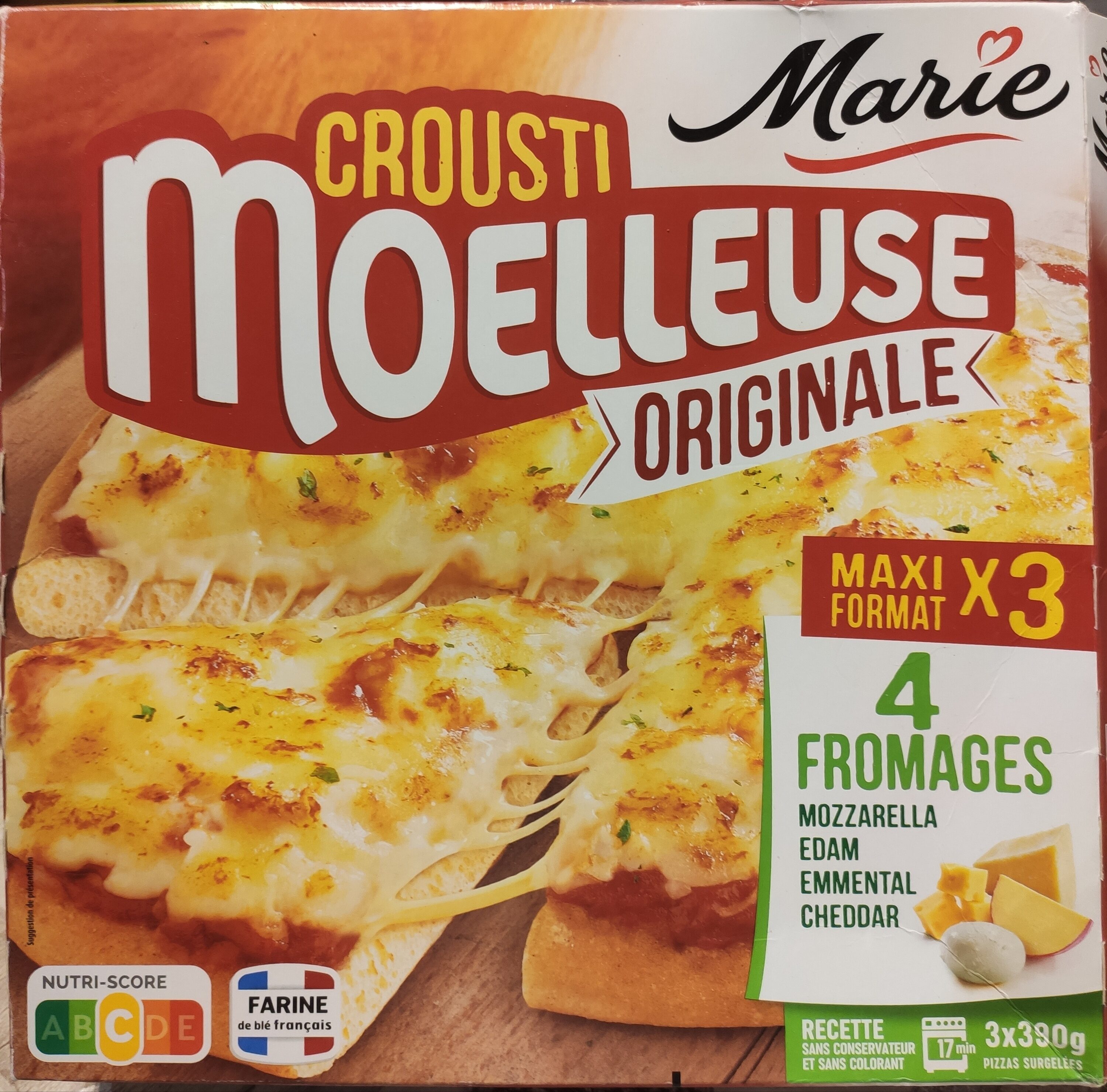CMO 4 fromages - 390g Emmental, Cheddar, Mozzarella Présente en x3 - Produit