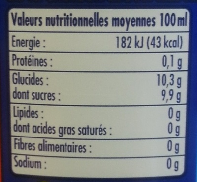 Orangina rouge - Tableau nutritionnel