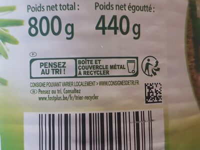 Haricots verts - Recycling instructions and/or packaging information - fr