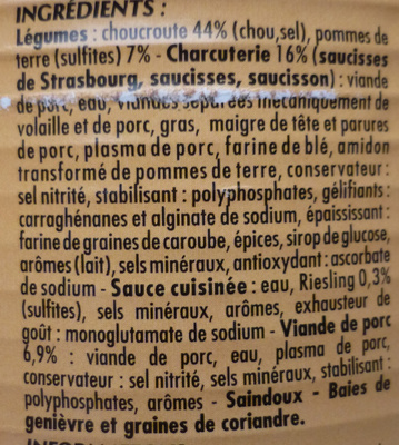 Choucroute garnie - Ingrédients