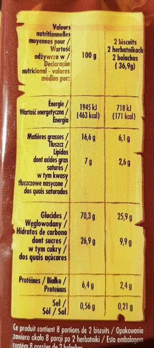 Biscuits Goutak chocolat - Información nutricional - fr