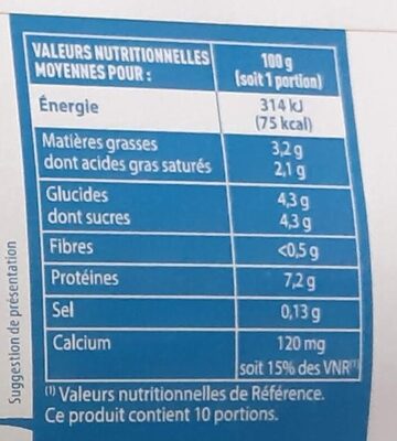 Fromage blanc 3,2% de matière grasse - Valori nutrizionali - fr