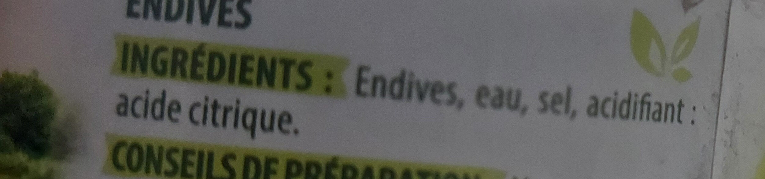 ST Eloi Endives - Ingrédients