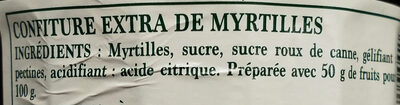 Confiture extra myrtilles - Ingredientes - fr
