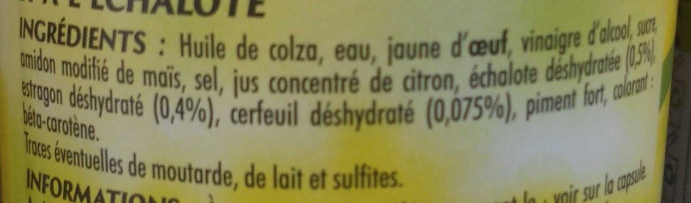 Sauce béarnaise - Ingredientes - fr