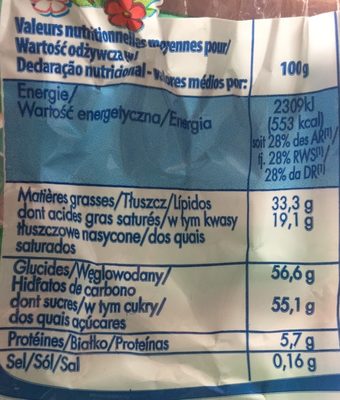 Sachet œufs praliné duo - Nutrition facts