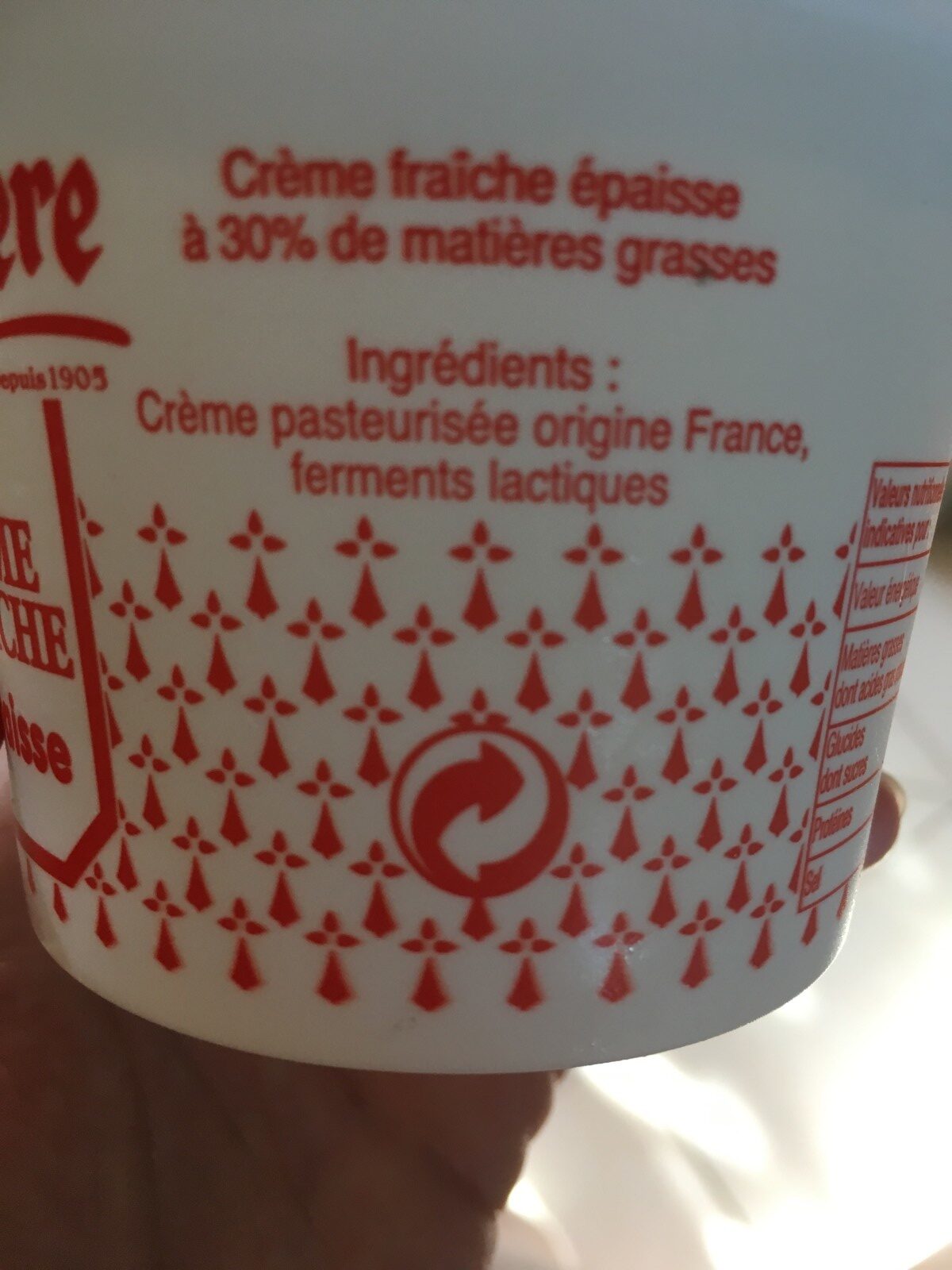 Crème Fraîche épaisse, Le Pot De - Ingrédients