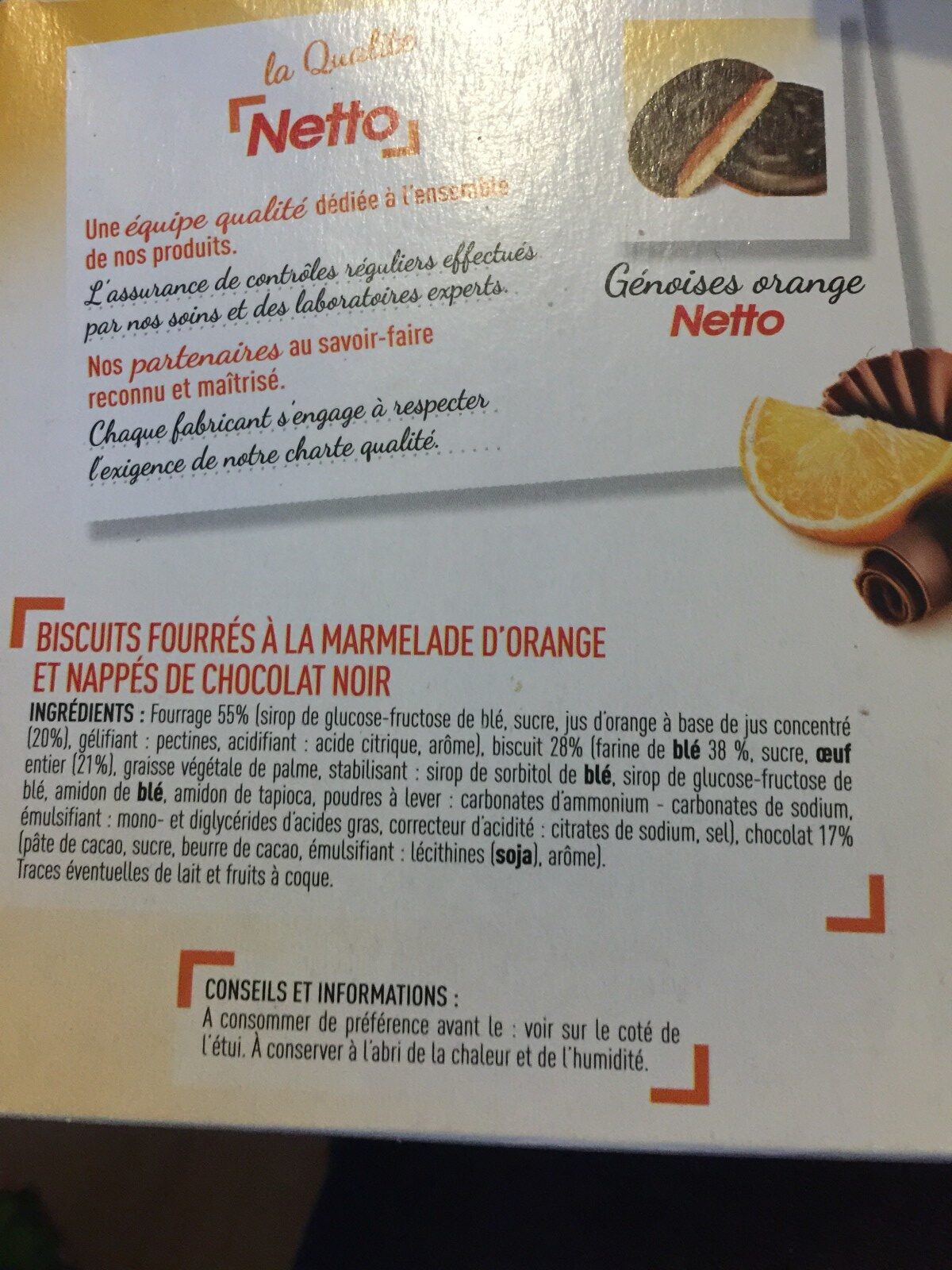 Génoises fourrées orange - Ingrédients