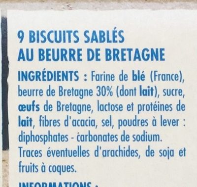 Galets de Quimper au beurre de Bretagne - Ingrédients