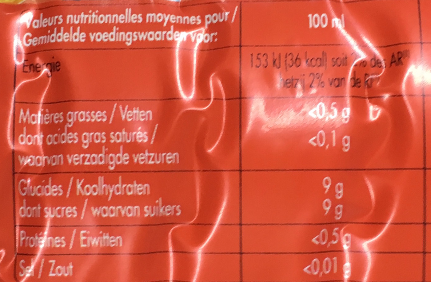 Tropical - Nutrition facts - fr