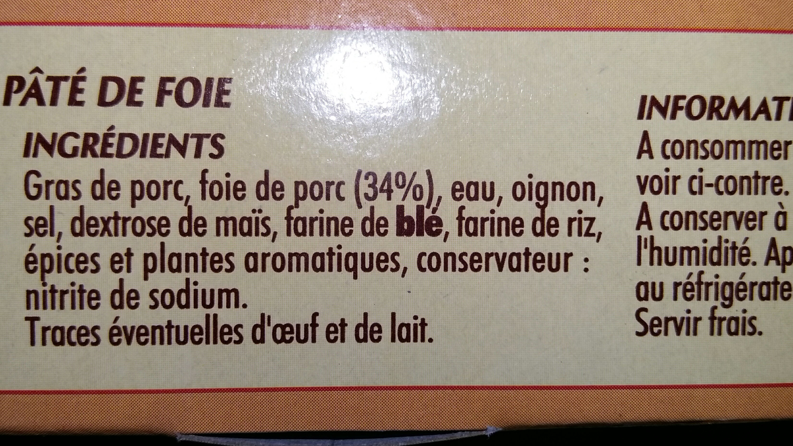 pâté de foie pur porc 1/10 x3 - Ingredients - fr