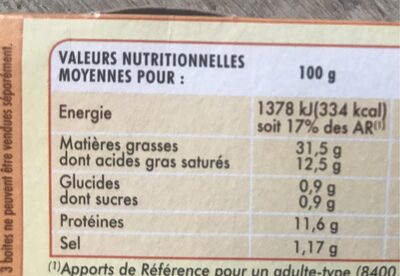pâté de foie pur porc 1/10 x3 - Nutrition facts - fr