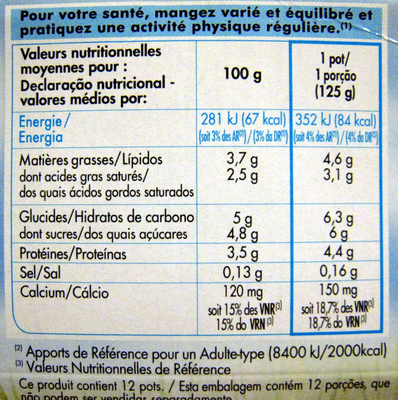 Yaourts nature au lait entier bio - Nutrition facts - fr