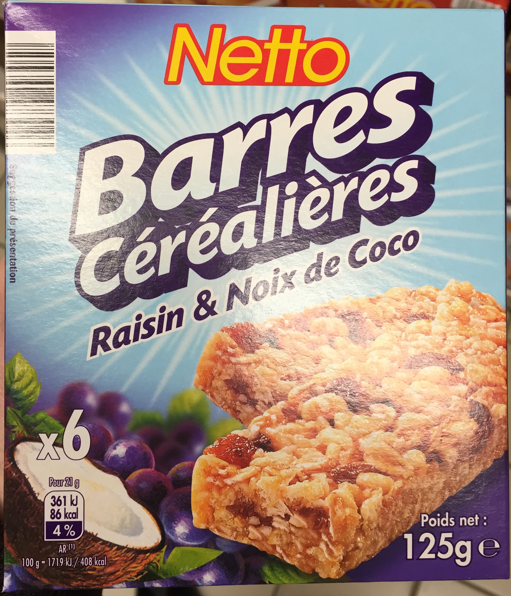 Barres céréalières Raisin & Noix de Coco - Producto - fr
