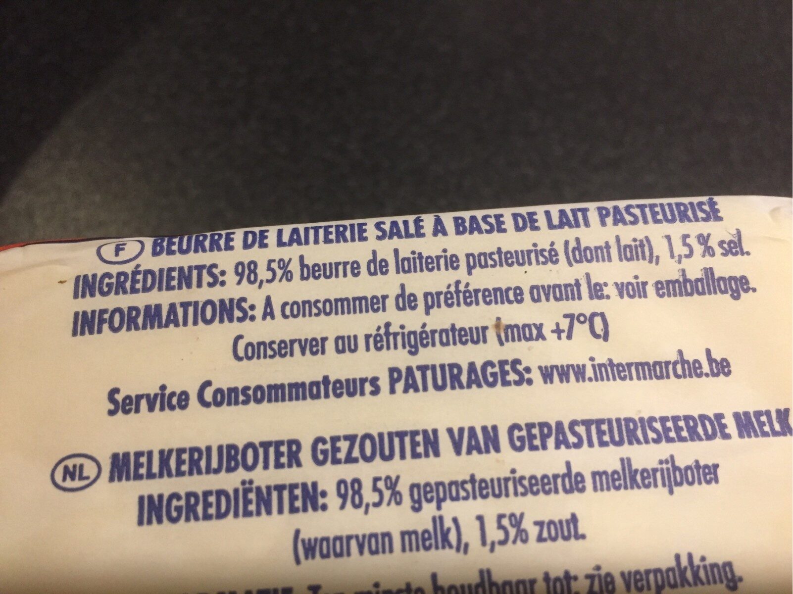 Beurre salé de laiterie - Ingrédients