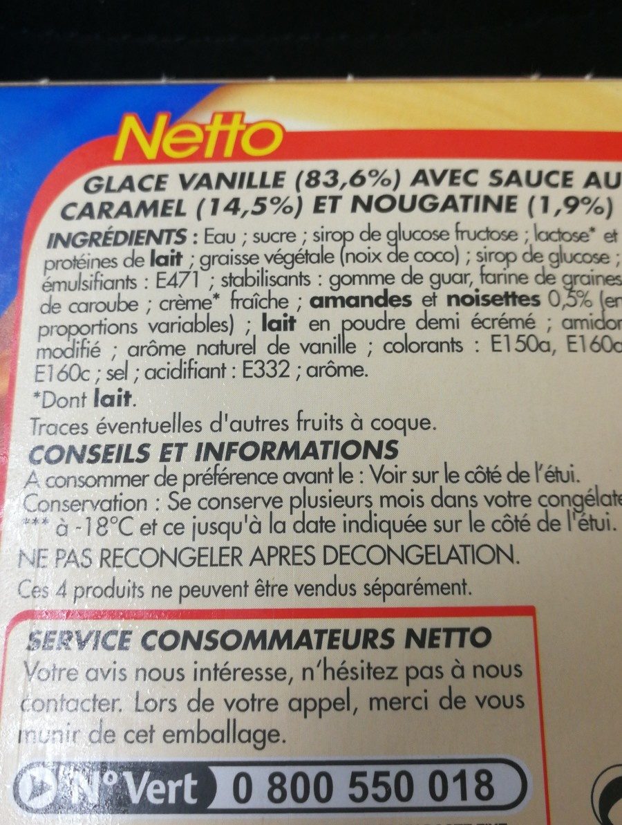 Polnor Sundae Caramel *4 - Ingredients - fr