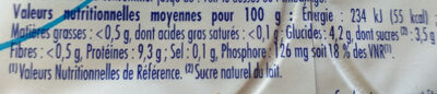 Fromage frais 0% - Valori nutrizionali - fr