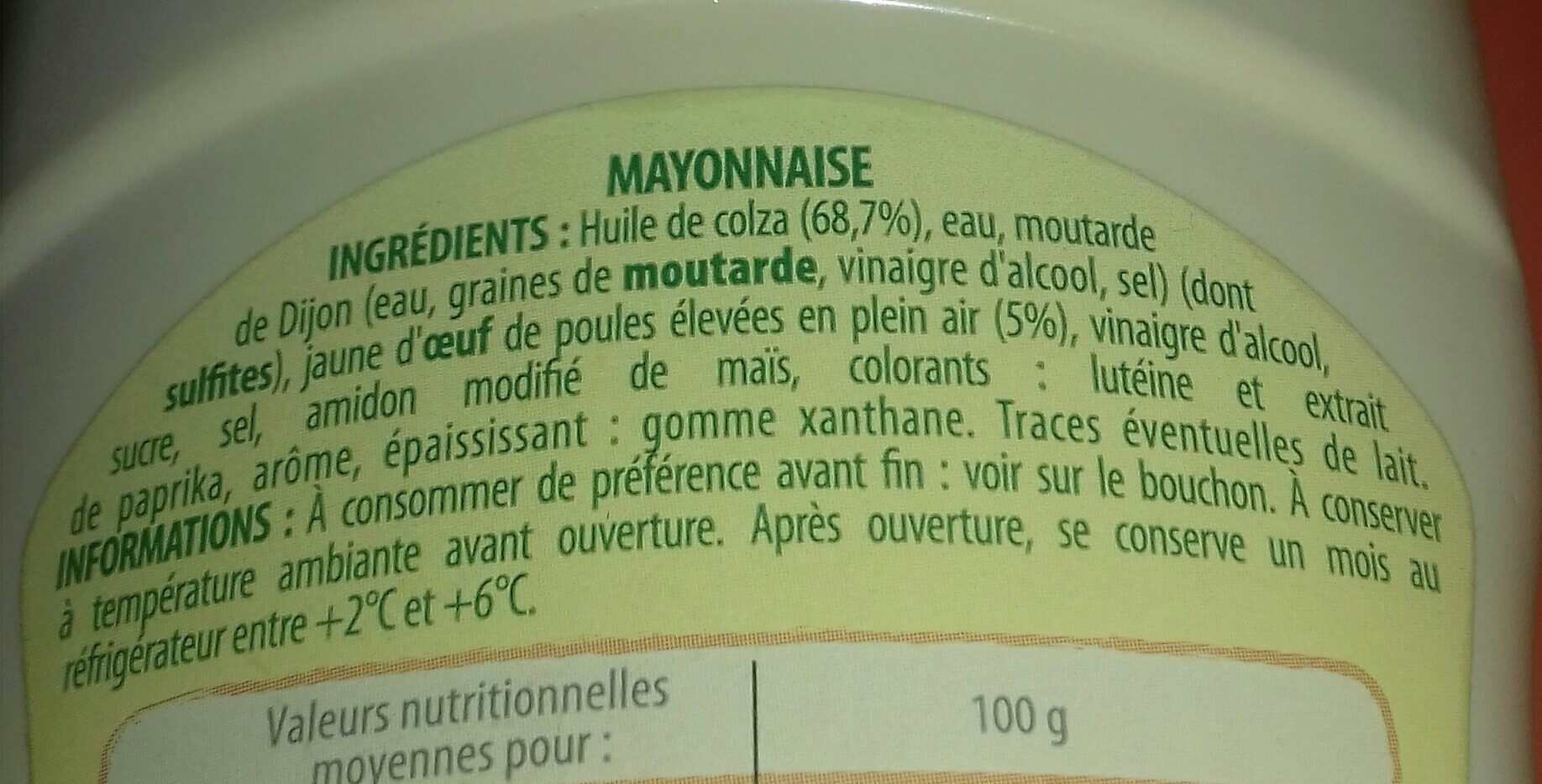 Mayonnaise - Ingredientes - fr