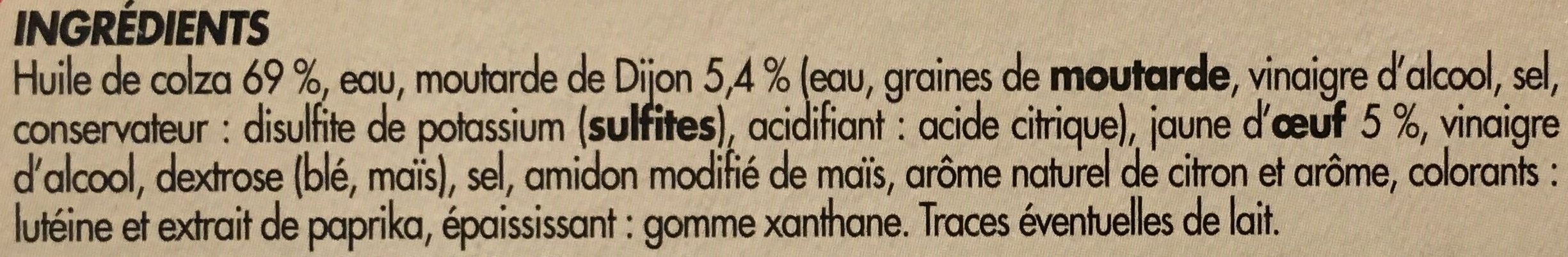 Mayonnaise à la Moutarde de Dijon - Ingredients - fr