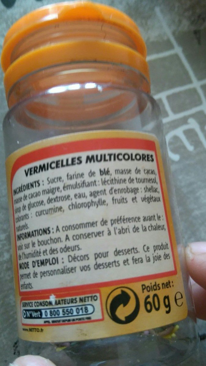 Vermicelles multicolores - Ingrédients