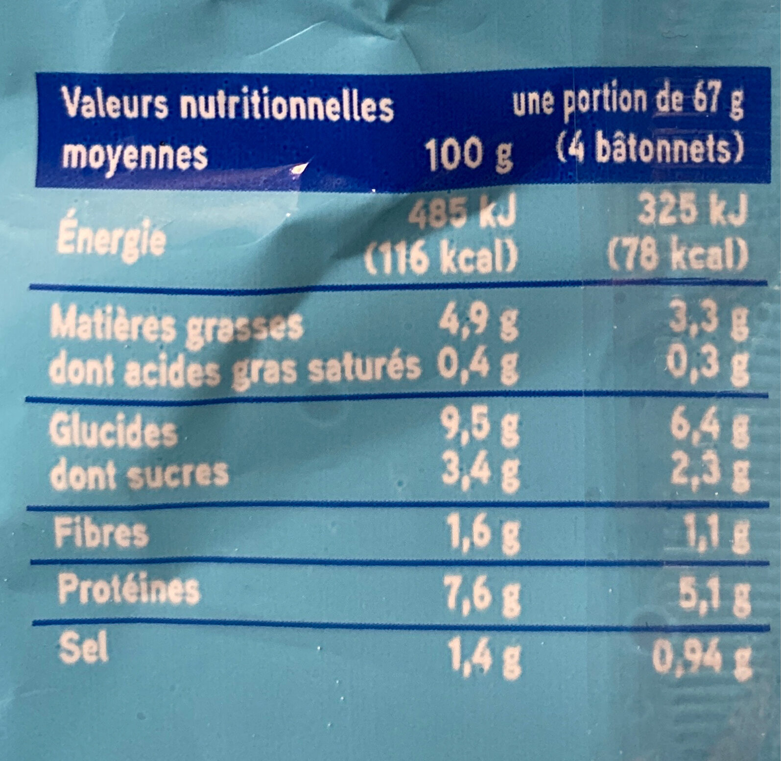 24 bâtonnets de Surimi - Nutrition facts - fr