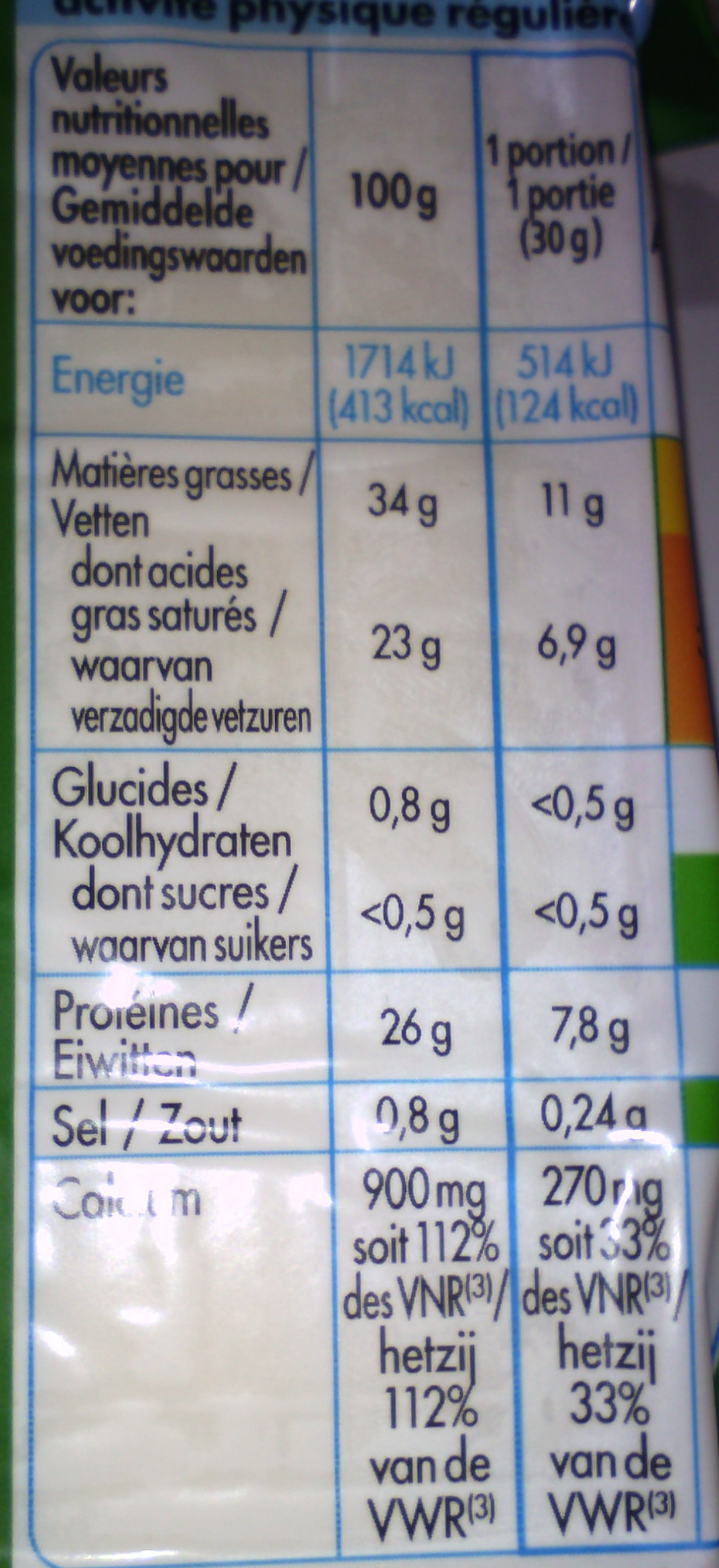 Comté - Nutrition facts - fr