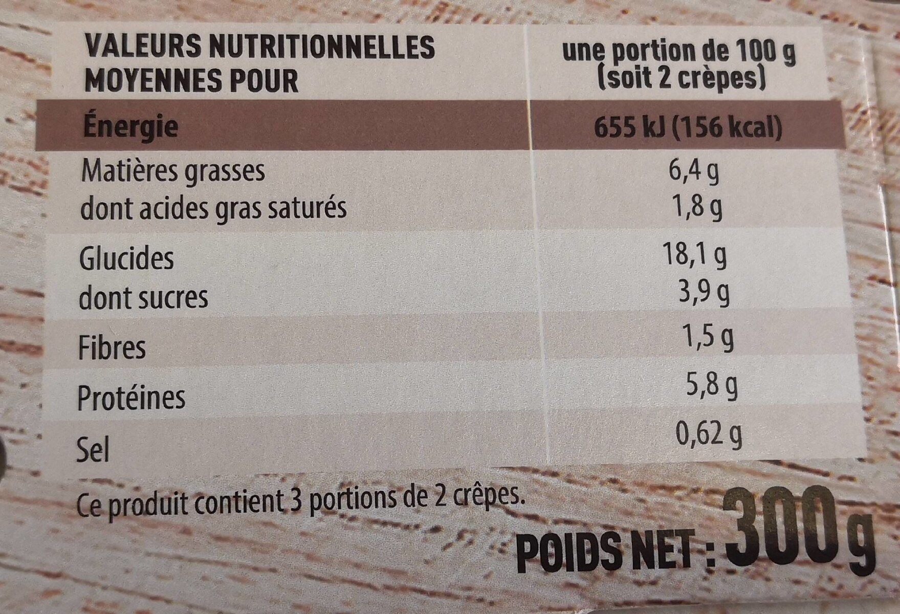 Crêpes champignons jambon & emmental - Voedingswaarden - fr