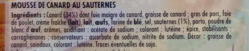 Mousse de Canard au Sauternes - Ingredienser - fr