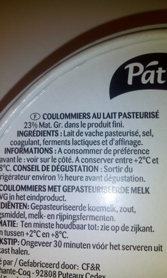 Coulommiers des Champs - Ingredients - fr
