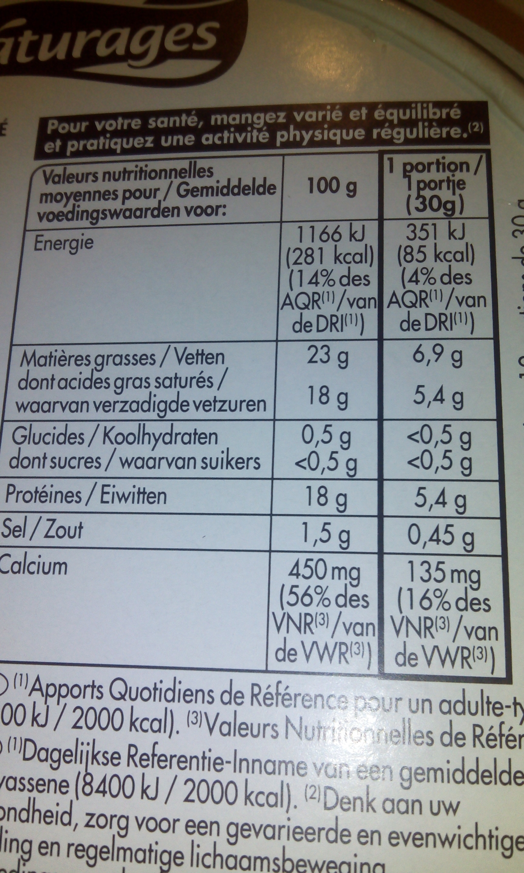 Coulommiers des Champs - Nutrition facts - fr