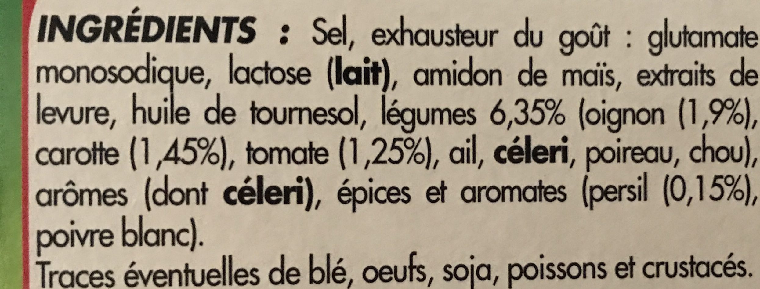 Bouillon De Legumes Tablettes - Ingredients - fr