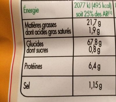Tortilla Chips 200G Nature - Valori nutrizionali - fr