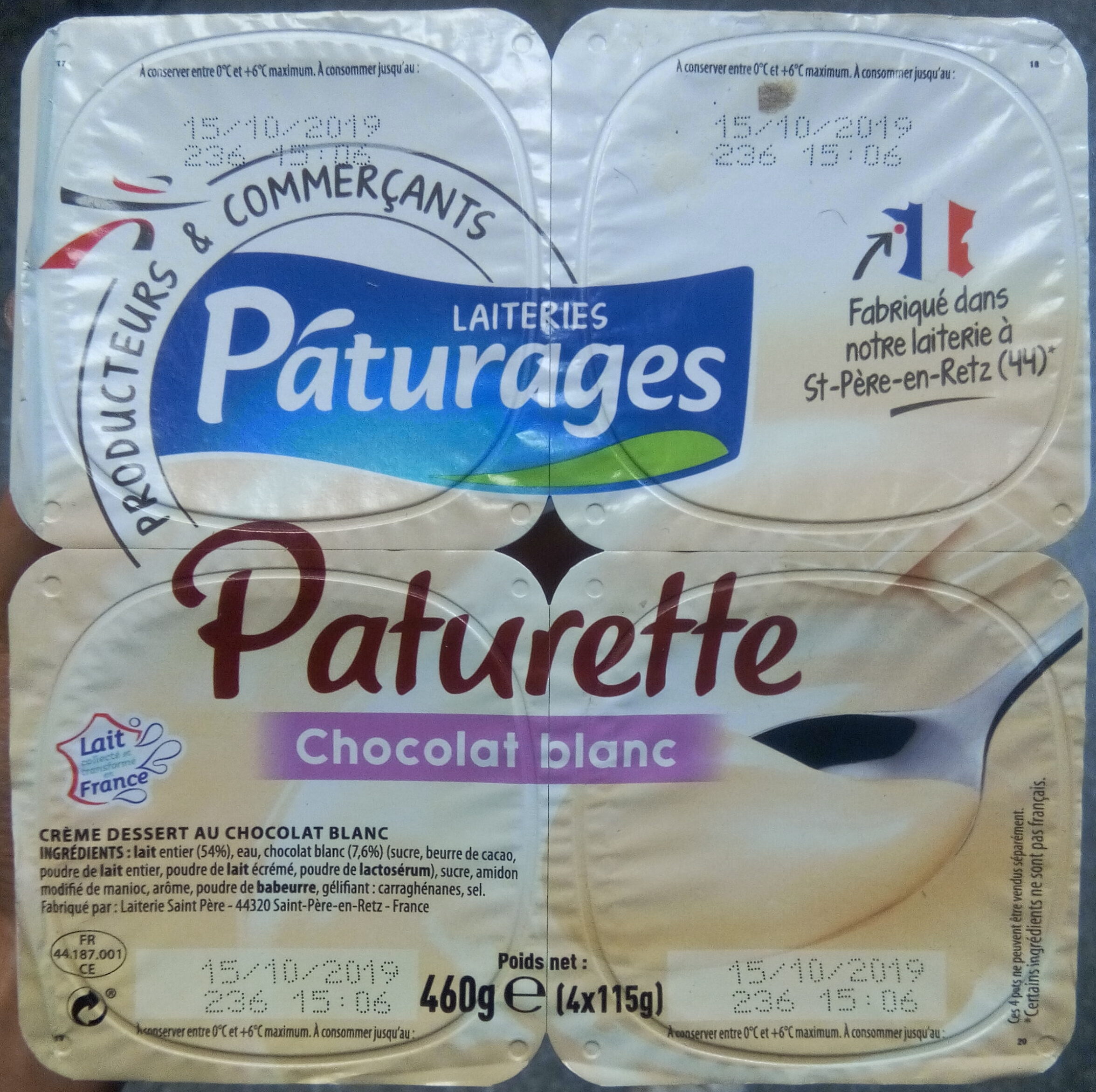 Paturette - crème dessert chocolat blanc - Product - fr