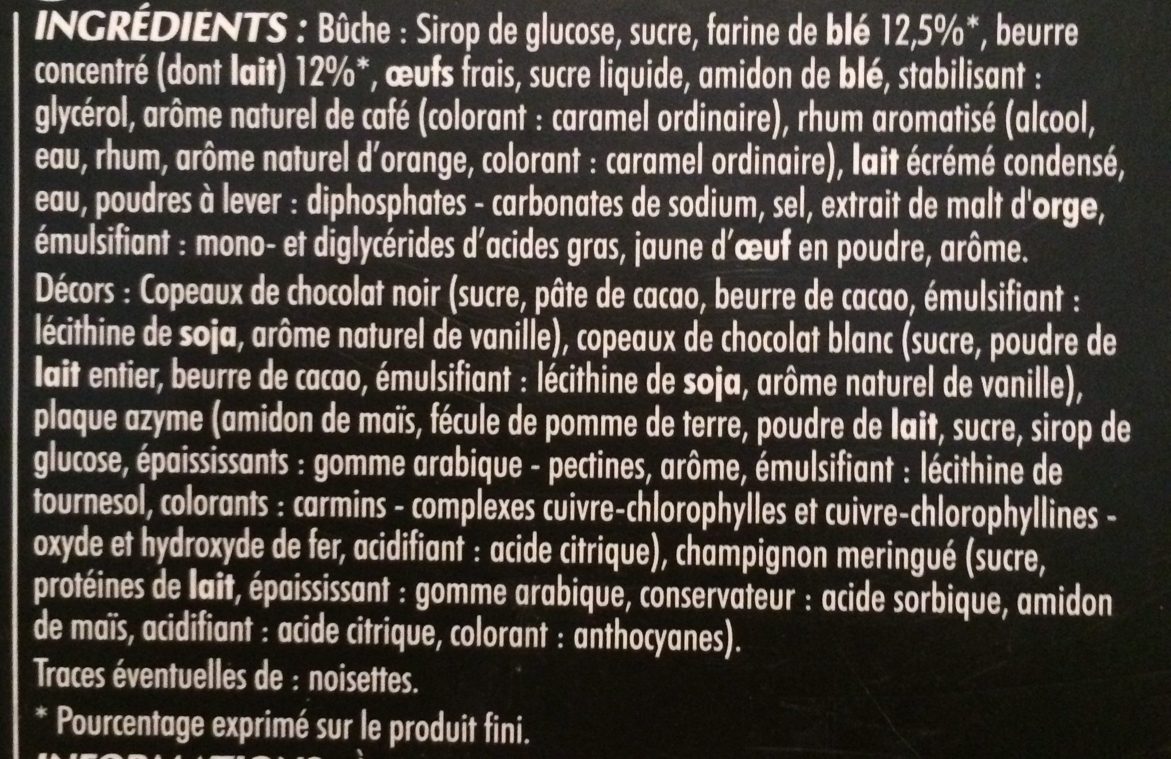 Bûche Pâtissière Pur Beurre Parfum Café - Ingredienser - fr