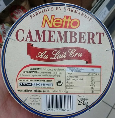 Camembert au lait cru (22% MG) - Produit