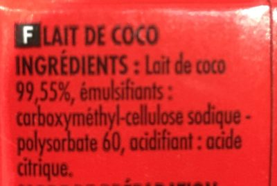 Saveur d'asie - lait de coco - Ingredients - fr