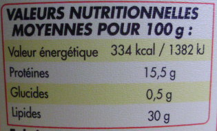 Rillettes poulet roti 220g - Nutrition facts - fr