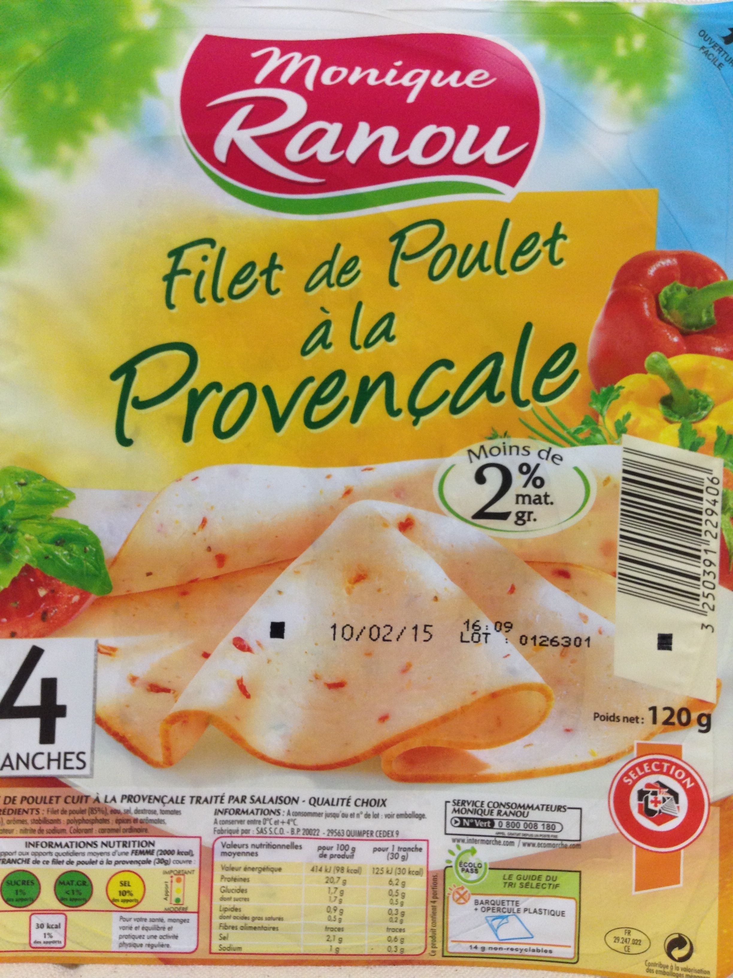 Filet de Poulet à la Provençale - 4 Tranches - Produit