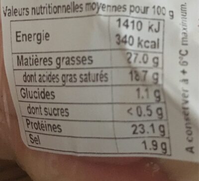 Saint-Nectaire AOP Laitier - Nutrition facts - fr
