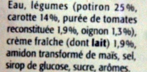Velouté potiron et crème - المكونات - fr