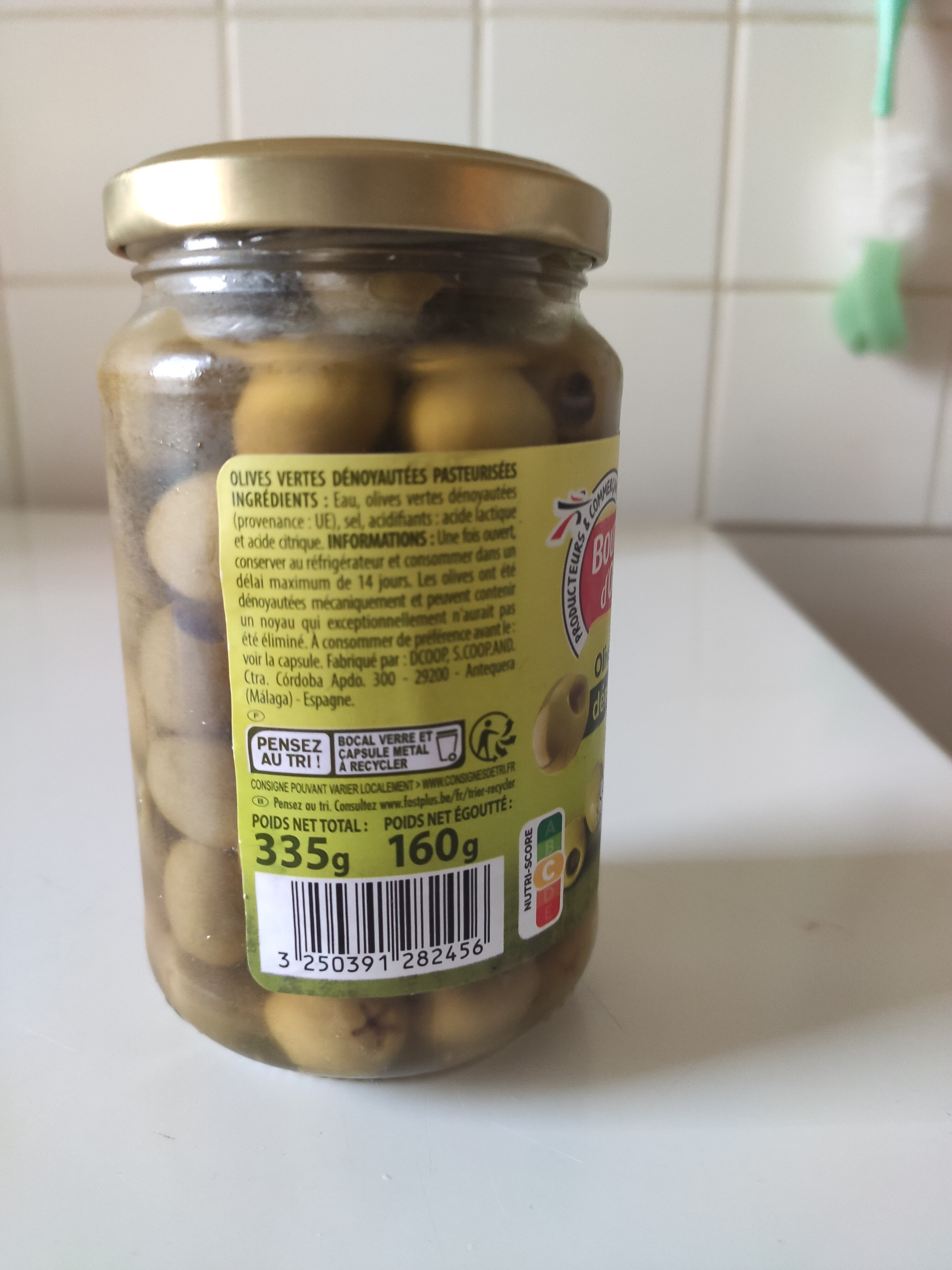 Olives vertes dénoyautées - Tableau nutritionnel