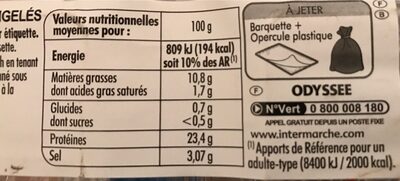 Medaillon de saumon, le paquet de - Nutrition facts - fr