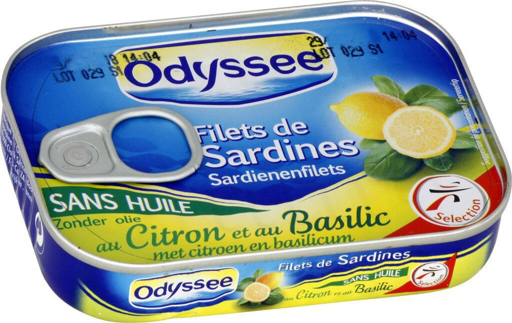Filets de sardines citron et basilic sans huile - Produit