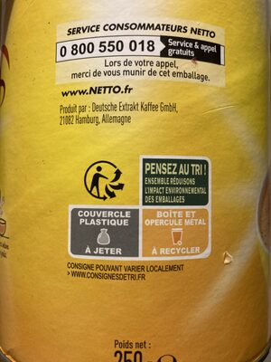 Chicorée café - 250g - Recycling instructions and/or packaging information - fr