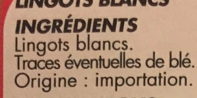 Lingots Blancs - Ingredients - fr