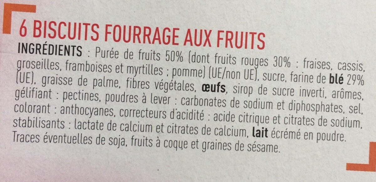 Barres fruits rouges - Ingrédients
