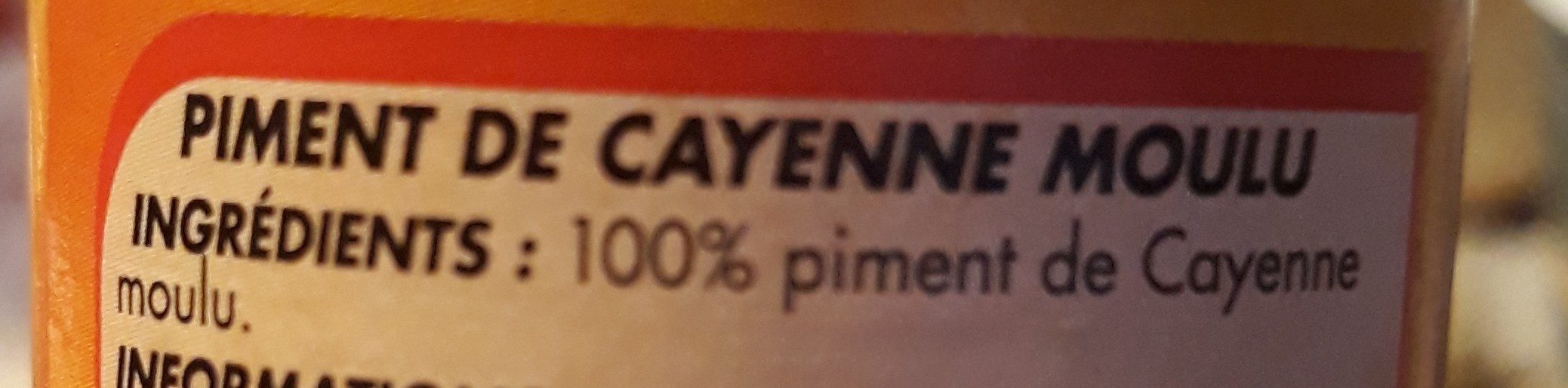 Piment de Cayenne moulu - Ingredients - fr