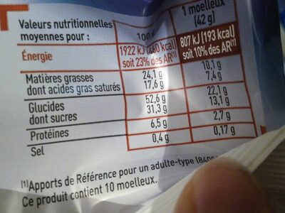 Goûter Moelleux Cacao x10 - Nutrition facts - fr